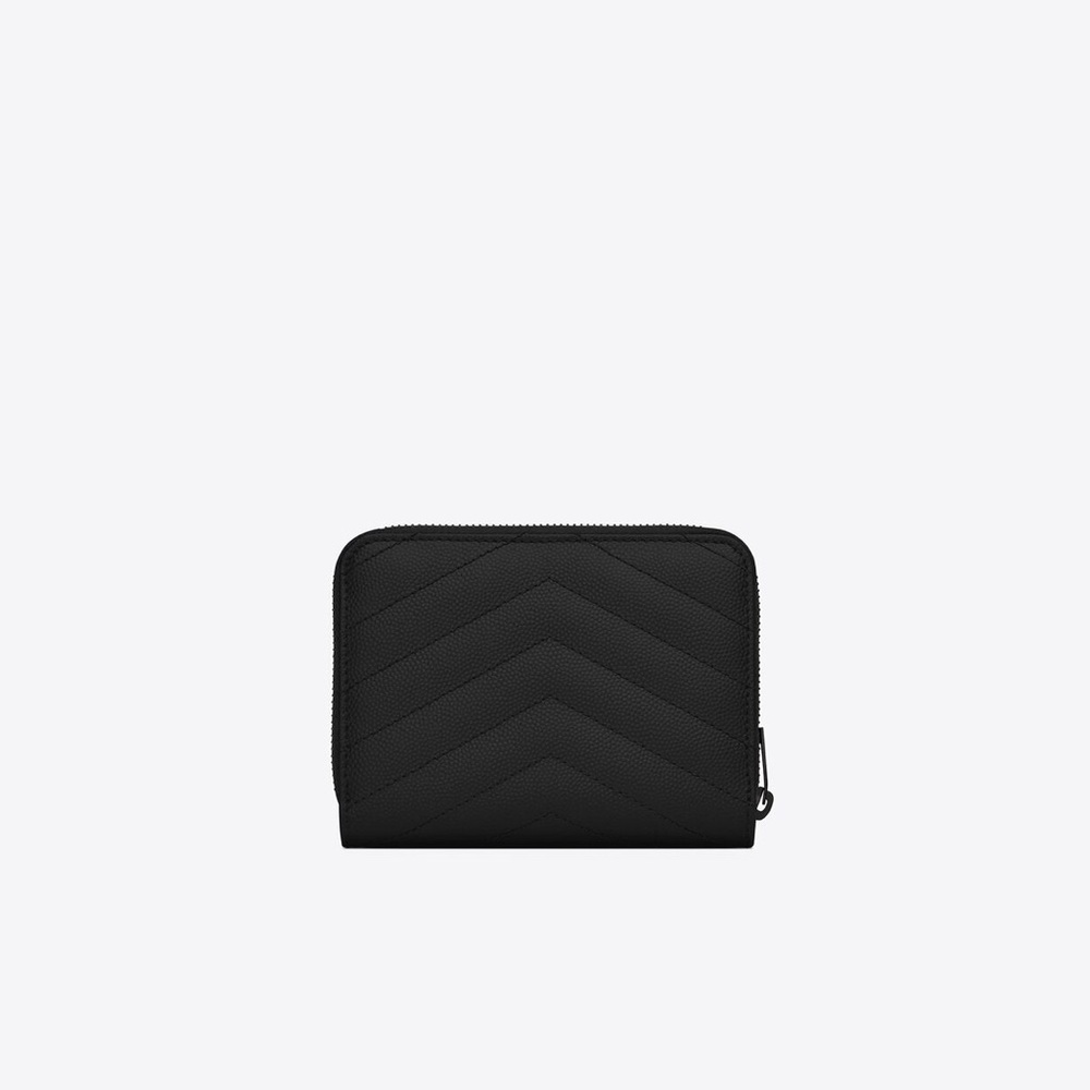 YSL Saint Laurent Cassandra Compact Wallet Black Calfskin Leather Black Hardware - Picture 13 of 15